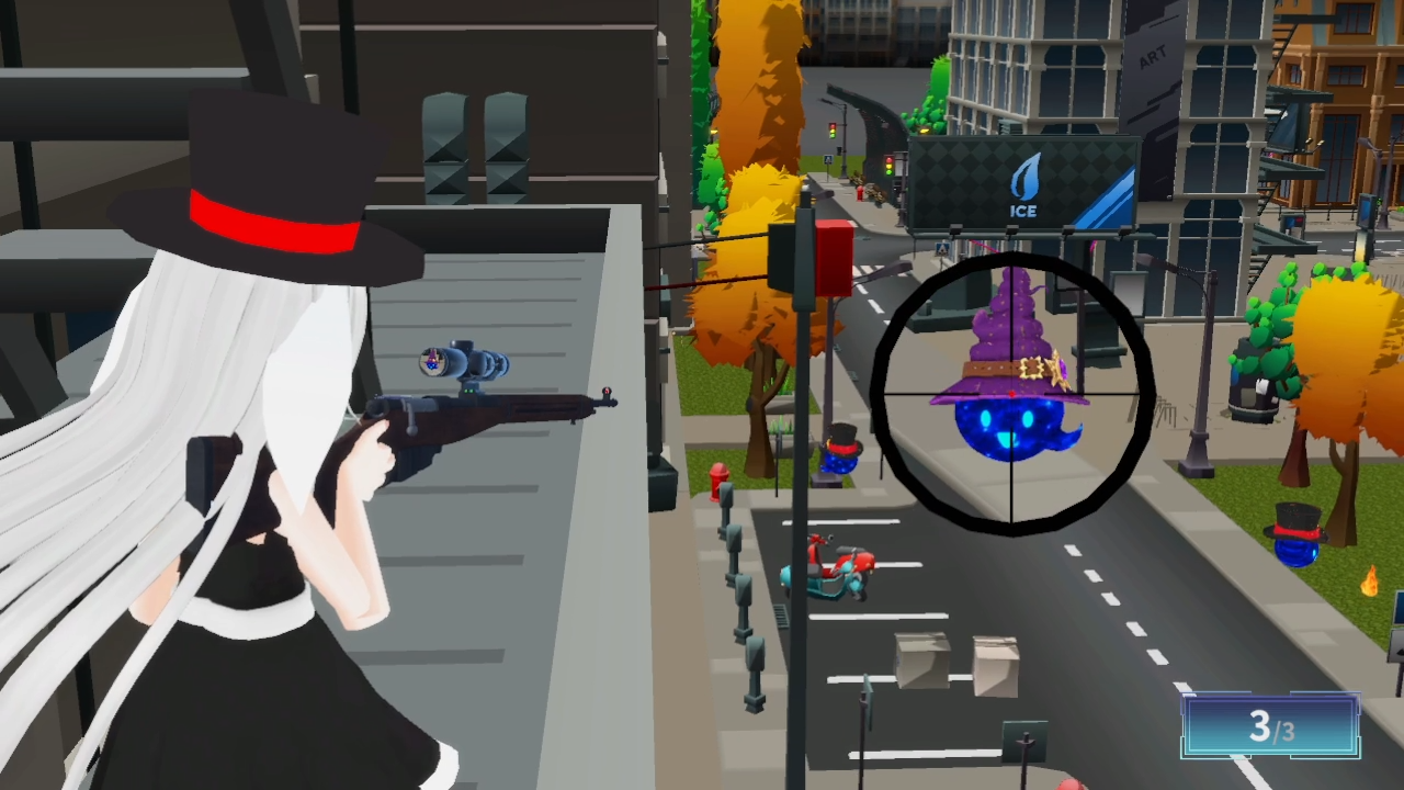 ゴーストスナイパー開発画像1:スコープでゴーストを狙うゲーム画面