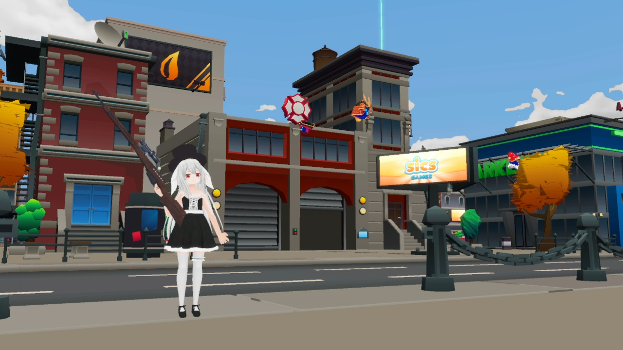 ゴーストスナイパー開発画像2:街並みとライフルを持ったキャラクター